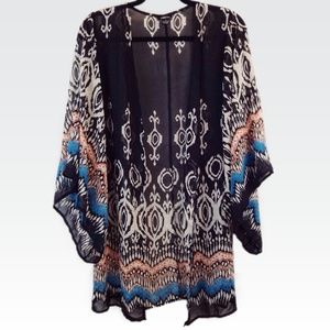 Rue21 | M | Black & White Boho Open Sheer Kimono